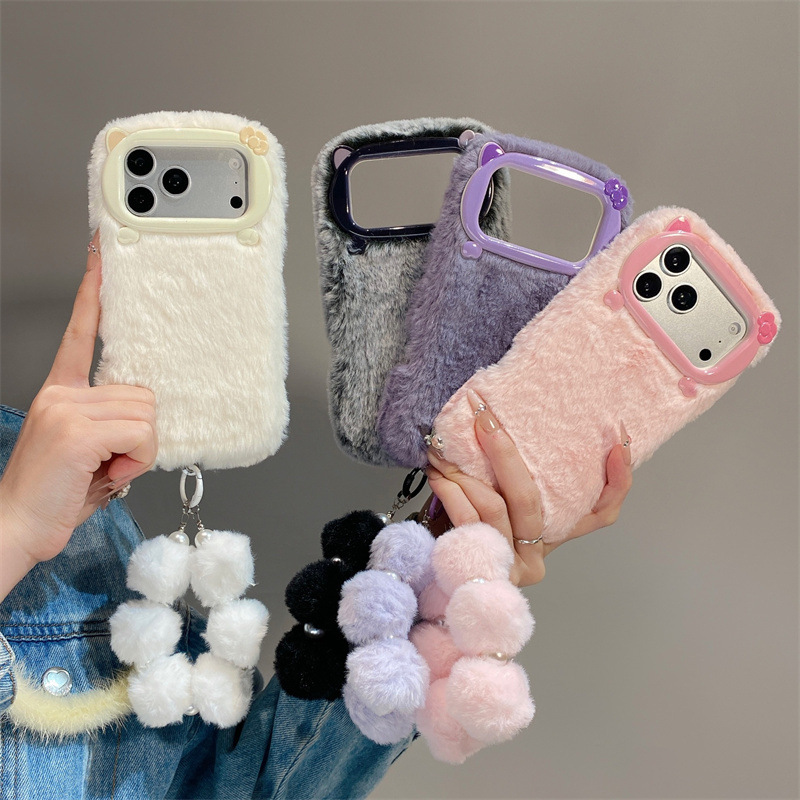 Apple Iphone 16 - Luxury Solid Colors Furry Plush Phone